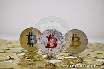 Red bitcoin money Stock Photo