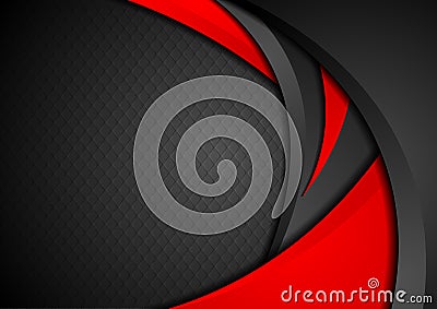 Red and black abstract waves vector background Vector Illustration