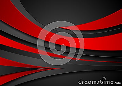 Red and black abstract wavy corporate background Vector Illustration