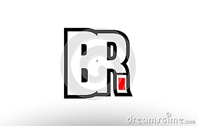 red and black alphabet letter br b r logo combination icon design Vector Illustration