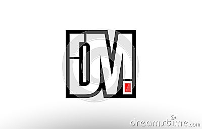 red and black alphabet letter dm d m logo combination icon design Vector Illustration