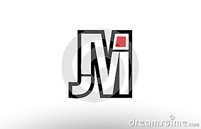 red and black alphabet letter jm j m logo combination icon design Vector Illustration