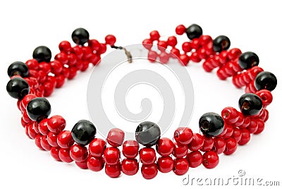 Red and Black Beaded Necklace Stock Photo