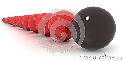 Red and black billiard balls arrangement Stock Photo