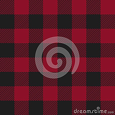 Red and Black Buffalo Check Plaid Seamless Pattern Vector Illustration