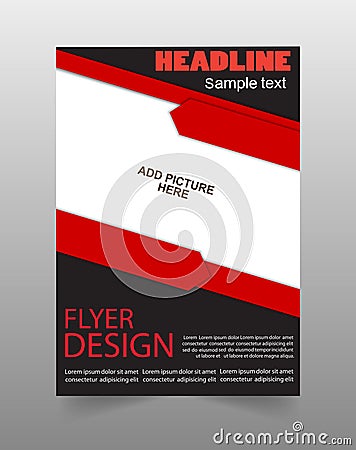 Red and black business brochure flyer design template Vector Illustration