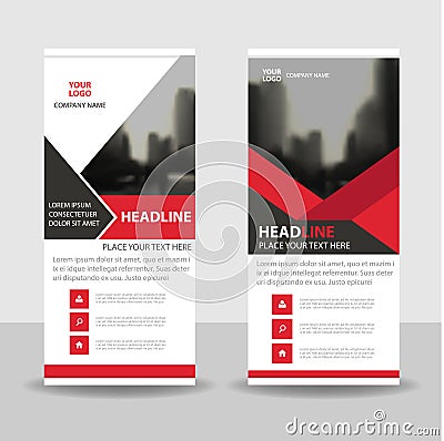 Red black Business Roll Up Banner flat design template ,Abstract Geometric banner template Vector illustration set Vector Illustration