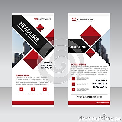 Red black Business Roll Up Banner flat design template ,Abstract Geometric banner Vector illustration set Vector Illustration