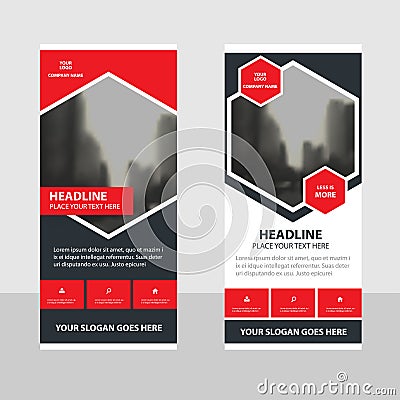 Red black Business Roll Up Banner flat design template Vector Illustration