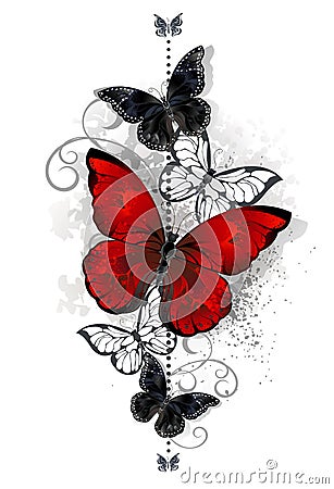 Red and black butterflies Vector Illustration