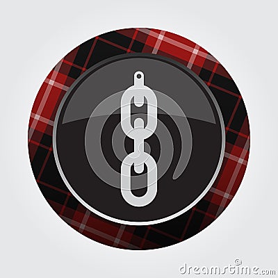 Red, black button tartan - hanging chain with hole Vector Illustration