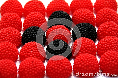 Red and black candy gum drops Stock Photo