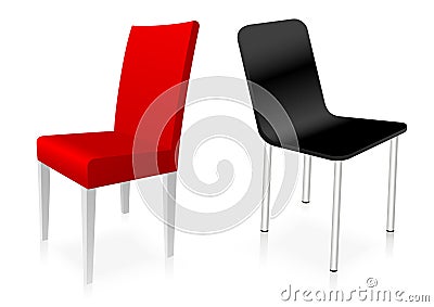 Red and black chairs Cartoon Illustration