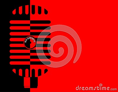 Red And Black Classic Microphone Background Vector Illustration