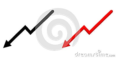 Red and Black Color Cartoon down trending icon Stock Photo