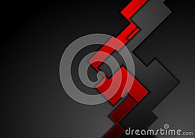 Red and black contrast geometric background Vector Illustration