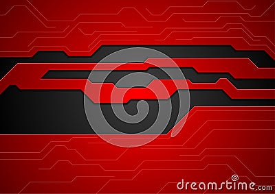 Red and black contrast tech corporate background Vector Illustration