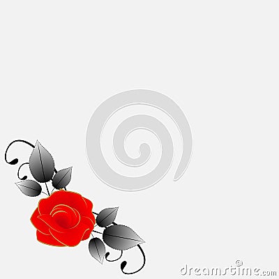 Red and black corner with rose. Vector Illustration