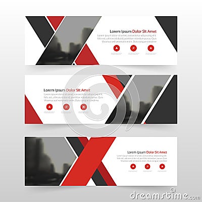 Red black corporate business banner template, horizontal advertising business banner layout template flat design set Vector Illustration