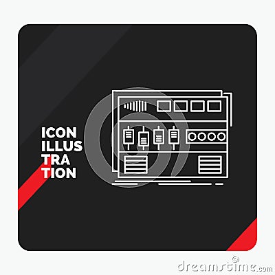 Red and Black Creative presentation Background for Audio, mastering, module, rackmount, sound Line Icon Vector Illustration