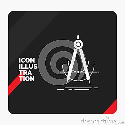 Red and Black Creative presentation Background for Precision, accure, geometry, compass, measurement Glyph Icon Vector Illustration