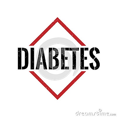 Red black diabetes triangle grungy rubber stamp Stock Photo