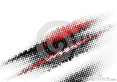 Red and black dotted background with halftone effect on white Vector Illustration