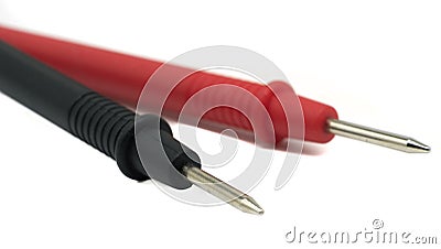 Electrician`s Red & Black Probes Isolated on a white background Stock Photo