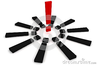 Red and black exclamation mark Stock Photo