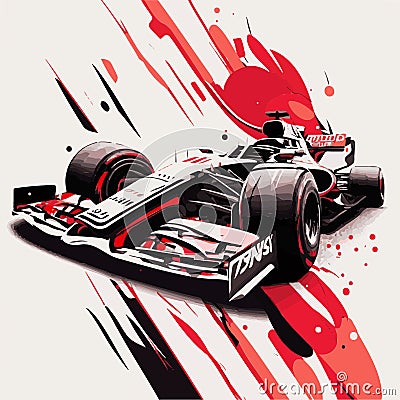 Red and black formula car. F1 landscape. Speed racing tournament Stock Photo