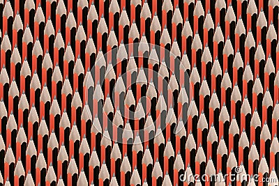 Red and black graphite Pencils Pattern background. 3d illustration Cartoon Illustration