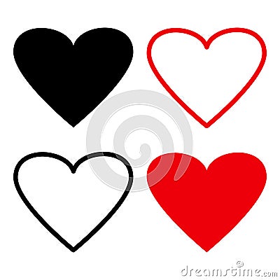 Red and black hearts. Vector illustration Cartoon Illustration