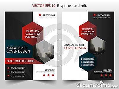 Red black hexagon abstract annual report Brochure design template vector. Business Flyers infographic magazine poster Vector Illustration