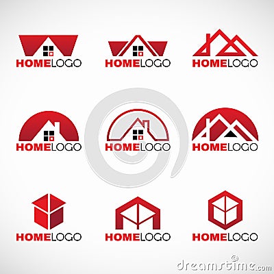 Red and black Home logo set vector design Vector Illustration