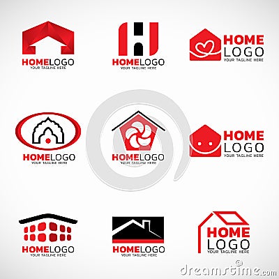 Red and black Home logo vector set design Vector Illustration