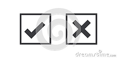 Red black icon check mark icon isolated on transparent background. Approve and cancel symbol for design project. Flat button Vector Illustration