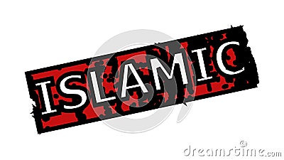 ISLAMIC Red and Black Rectangle Rubber Stamp Stock Photo