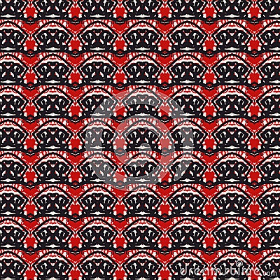 Red black Japanese style textile pattern. Stock Photo