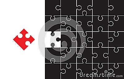 Red and black jigsaw Vector Illustration