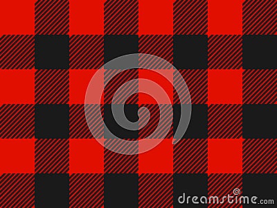 Red and Black Lumberjack plaid seamless pattern. Simple vintage textile design. Seamless vector pattern. Scottish cage. Tartan pla Vector Illustration