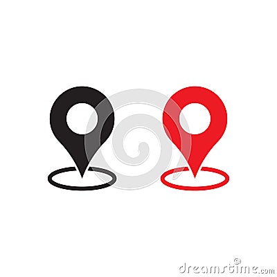 Red and black maps pin. Location map icon, location marker icon, location pin. Pin icon vector. Cartoon Illustration