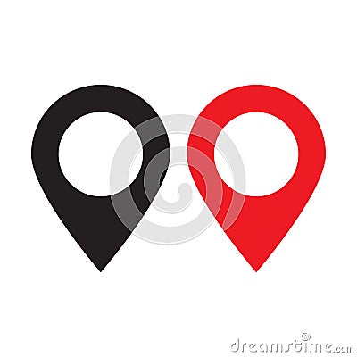 Red and black maps pin. Location map icon. Location pin. Vector Illustration