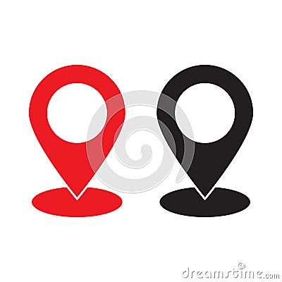 Red and black maps pin. Location map icon. Location pin. Pin icon vector. Cartoon Illustration