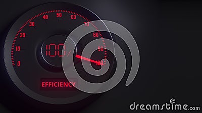 Red and black efficiency meter or indicator, 3D rendering Stock Photo