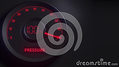 Red and black pressure meter or indicator, 3D rendering Stock Photo