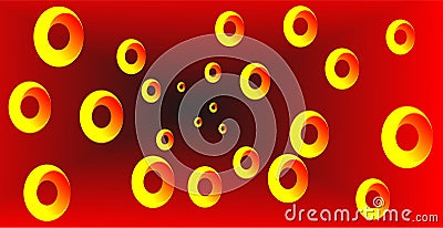 Red and black mixture, yellow round 3d effect. Stock Photo