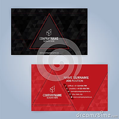 Red and Black modern business card template Vector Illustration