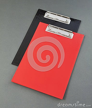 Red and black plastic clipboard Stock Photo