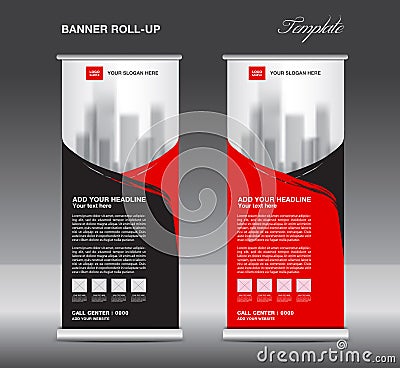 Red and black Roll up banner template vector, flyer Vector Illustration