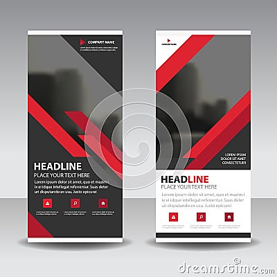 Red black roll up business brochure flyer banner design , cover presentation abstract geometric background, modern publication Vector Illustration